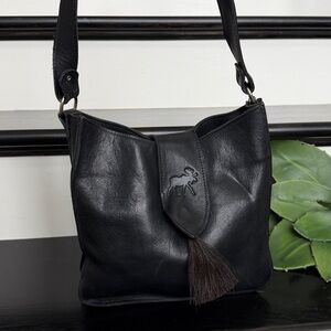 Two Bar West genuine leather crossbody shoulder purse clean tassel luxurious